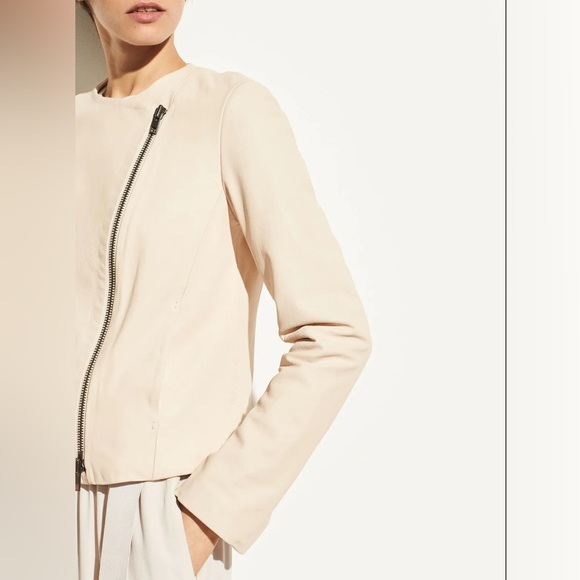 NWT $995 Vince Cross-front Lamb Leather Jacket In Rosewater - Picture 2 of 6